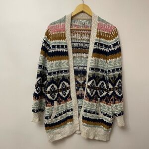 Women's Cotton Ragg Sweater, Open Cardigan Fair Isle size medium​